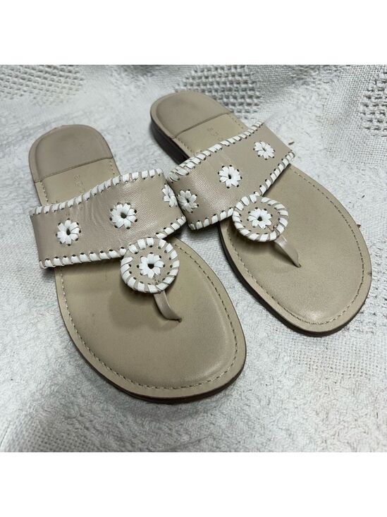 Apostrophe Shoes - Apostrophe Jaclyn Women’s White Tan Floral Size 7 Flat Sandals